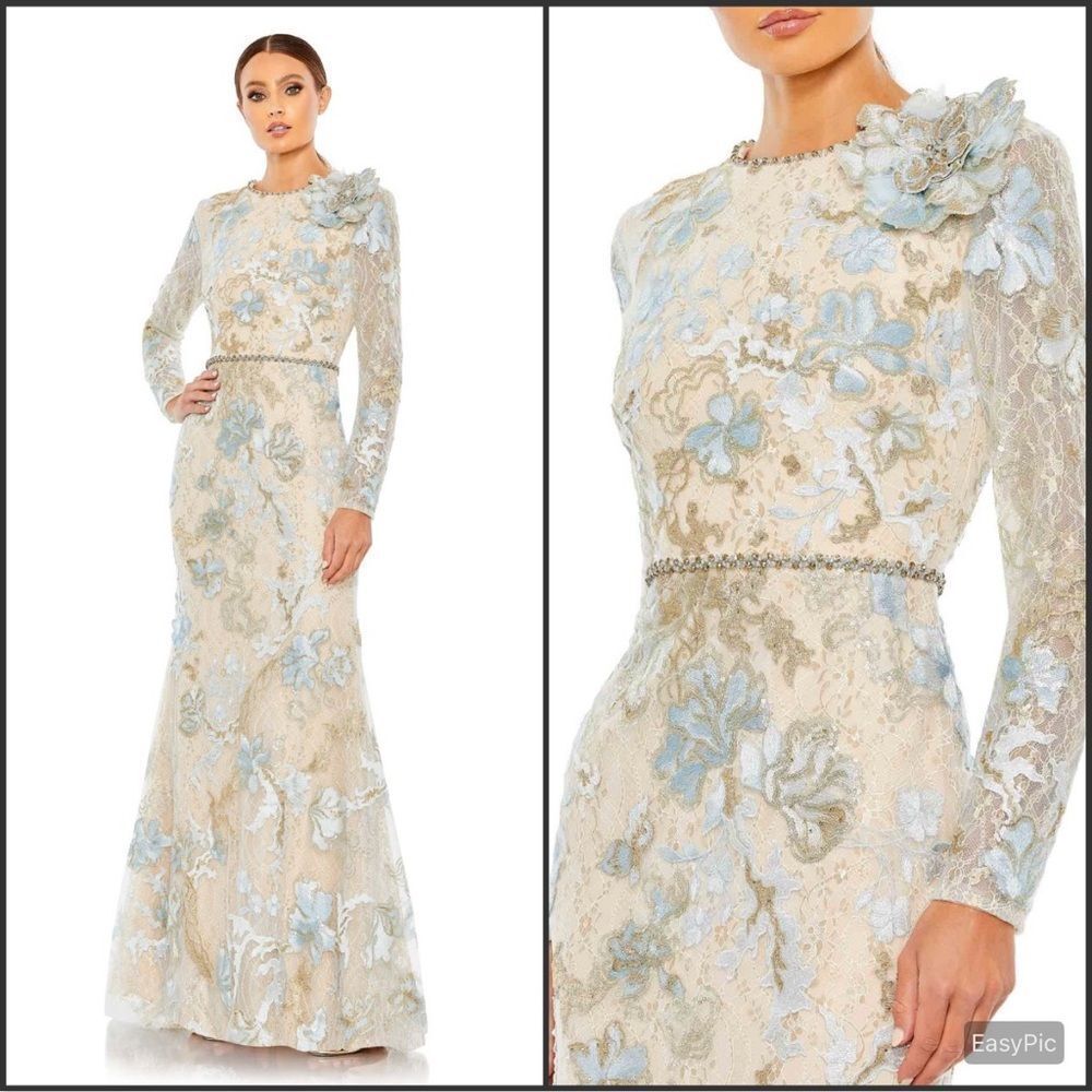 Mac Duggal 11174 Embroidered Lace Floral Trumpet Gown Dress 4